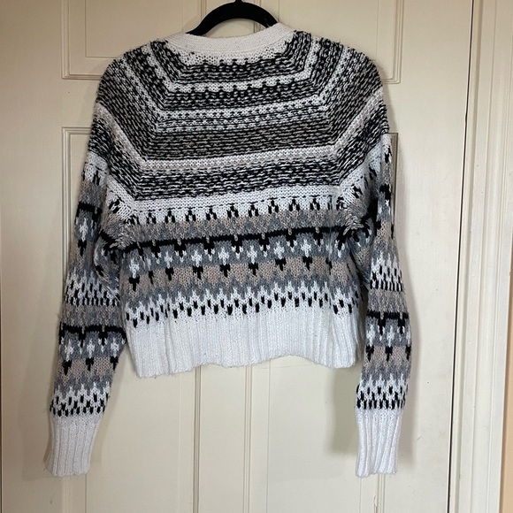 American Eagle Cropped Fair Isle Cardigan Sweater Women Size Small Casual Soft - Picture 8 of 10